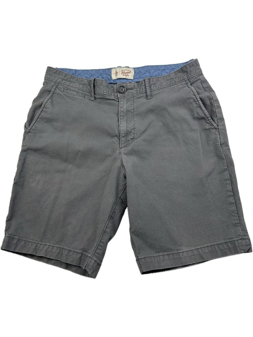 Original Penguin Mens Gray Cotton Stretch Chino Shorts Size 32 Inseam 8”